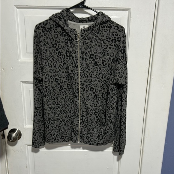 Sundry Gray and Black Animal Print Hoodie - Picture 1 of 6